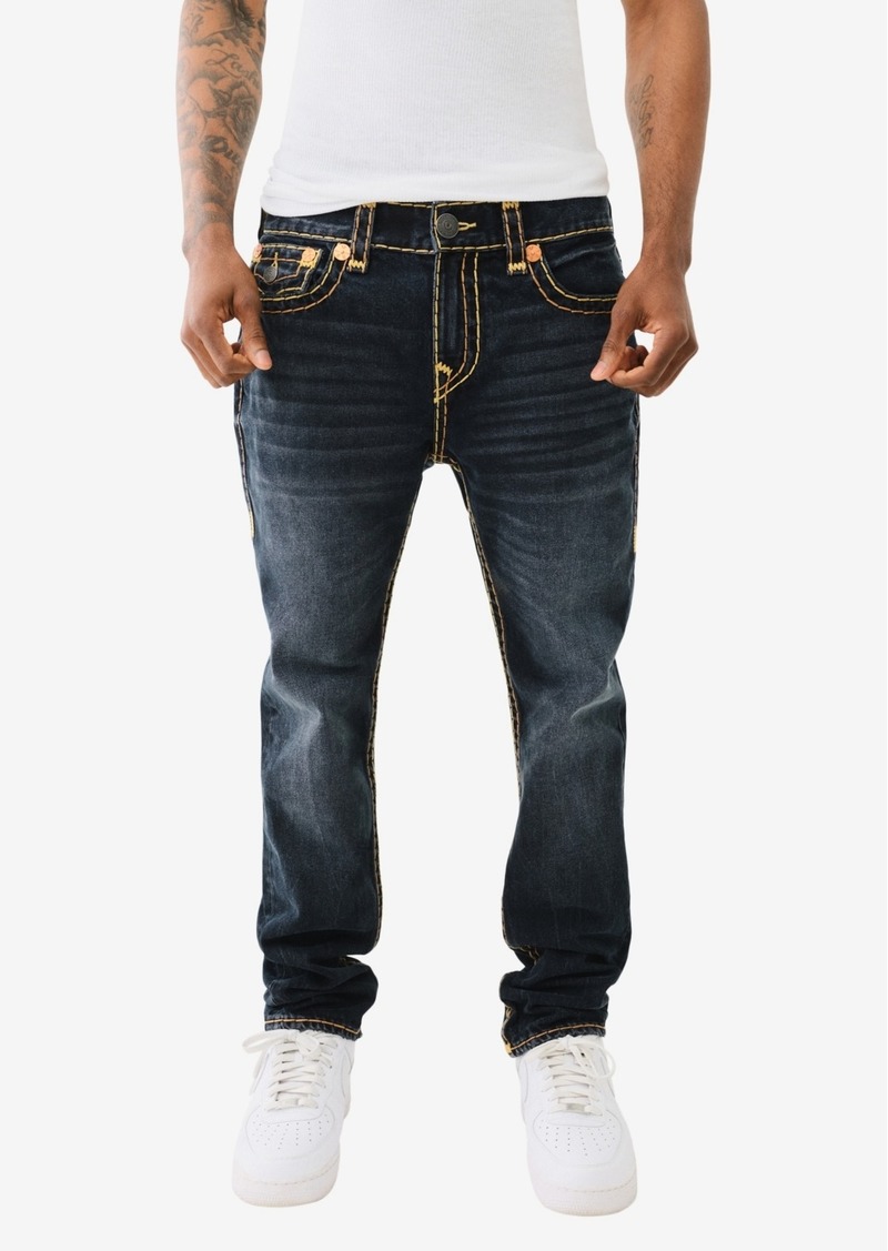 True Religion Men's Rocco Skinny Super T Flap Jeans - Chanson Blue Black Wash