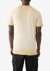 True Religion Men's Short Sleeve Dyed Embro Henley Shirt - Jet Black