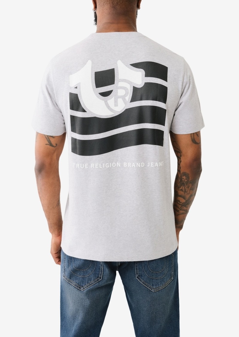 True Religion Men's Short Sleeve High Density Flag Tee - Heather Grey