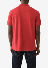 True Religion Men's Short Sleeve Relaxed Buddha Patch Polo Shirts - Red