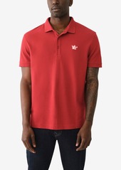 True Religion Men's Short Sleeve Relaxed Buddha Patch Polo Shirts - Red