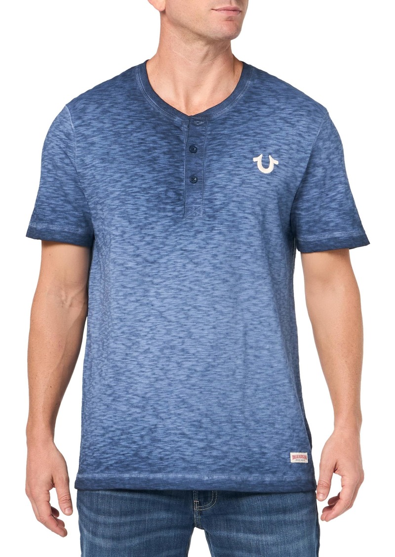 True Religion Men's SS Dyed Embro Henley