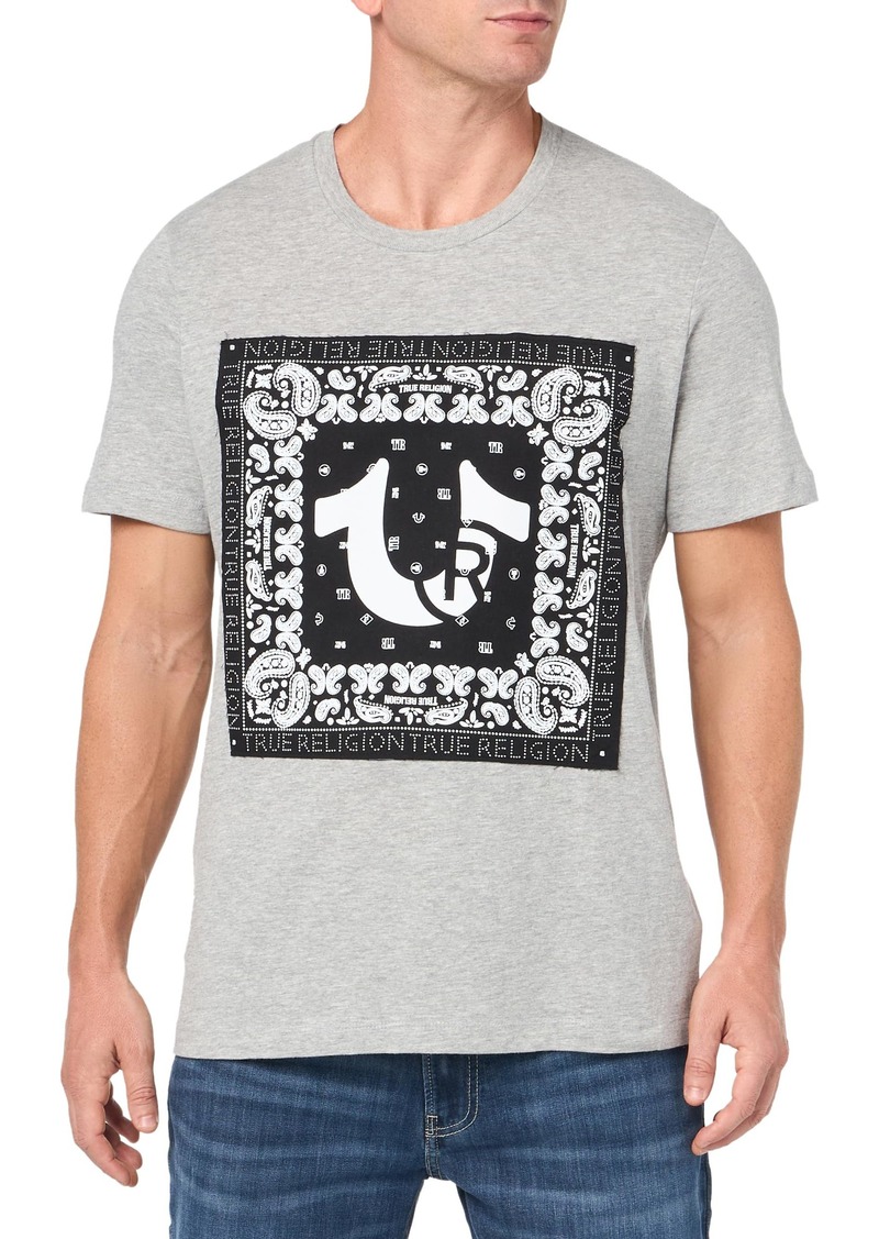 True Religion Men's SS FRAY Twill Applique TEE