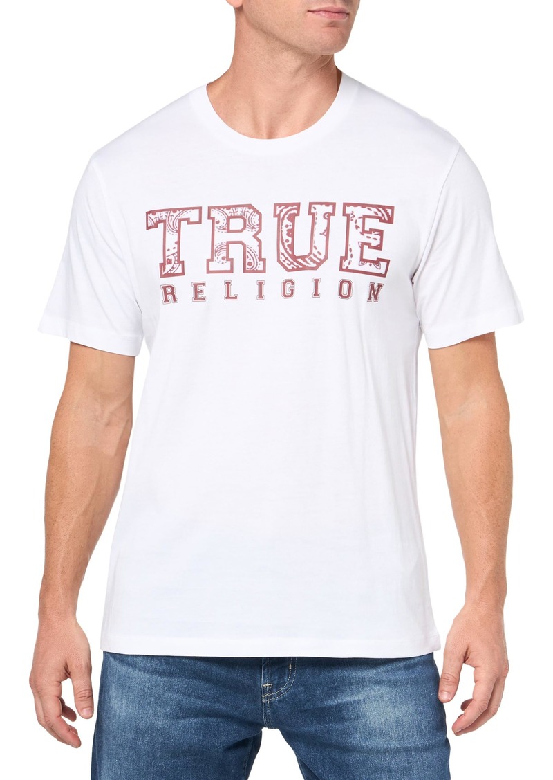 True Religion Men's SS Paisley Flock TEE