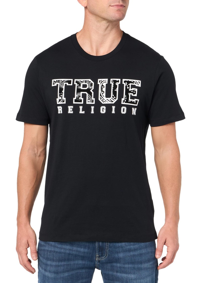 True Religion Men's SS Paisley Flock TEE