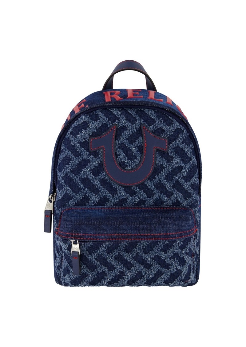 True Religion Mini Denim Logo Backpack - Dark Blue