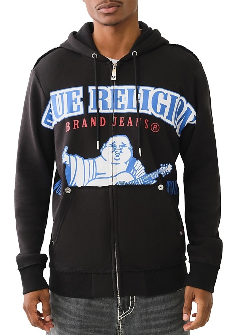 True Religion Raw Overt Cotton Blend Logo Print Regular-Fit Full-Zip Hoodie