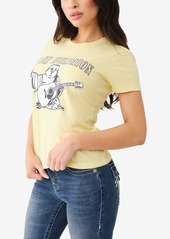 True Religion Women's Buddha Slim Crew Tee - YELLOW