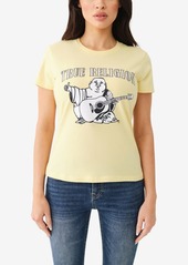 True Religion Women's Buddha Slim Crew Tee - YELLOW