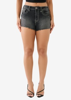 True Religion Women's Hip Cutout Summer Denim Shorts - Black Wash