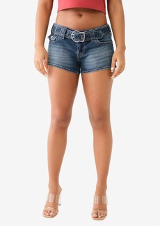 True Religion Women's Joey Flap Big T Cut Off Short - BLUE