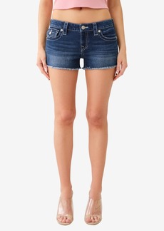 True Religion Women's Joey Flap Embroidered Hs Cut Off Short - BLUE