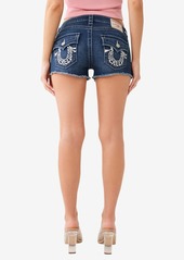 True Religion Women's Joey Flap Embroidered Hs Cut Off Short - BLUE