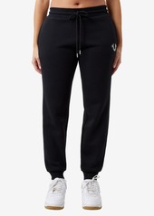 True Religion Women's Mid Rise Crystal Jogger Pants - Jet Black