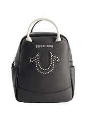 True Religion Women's Mini Backpack Studded Horseshoe Logo Small Travel Bag Purse Adjustable Shoulder Straps