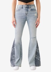 True Religion Women's No Flap Bandana Bell Bottom Jean - BLUE