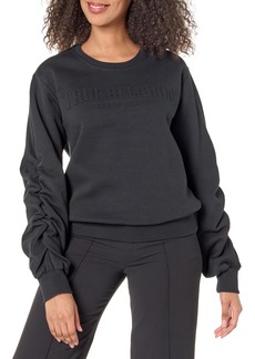 True Religion Women's Stacked Relaxed Logo Popover Sweatshirt