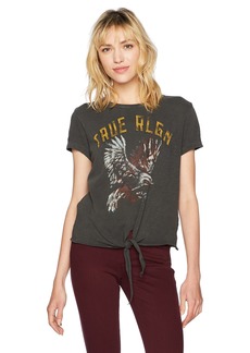 True Religion Women's Tie Front Tee with Eagle Graphic  L
