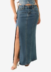 True Religion Women's Vintage-like Style Slit Denim Maxi Skirt - Penelope