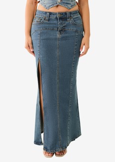 True Religion Women's Vintage-like Style Slit Denim Maxi Skirt - Penelope