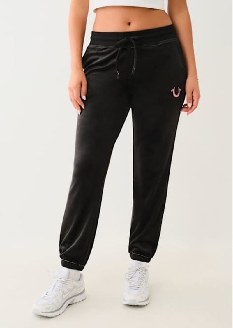 True Religion Women's Velour Big T Lurex Jogger