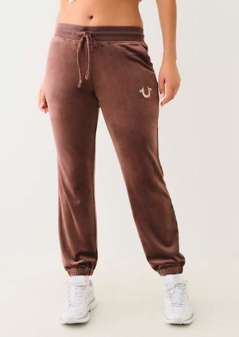 True Religion Women's Velour Big T Lurex Jogger