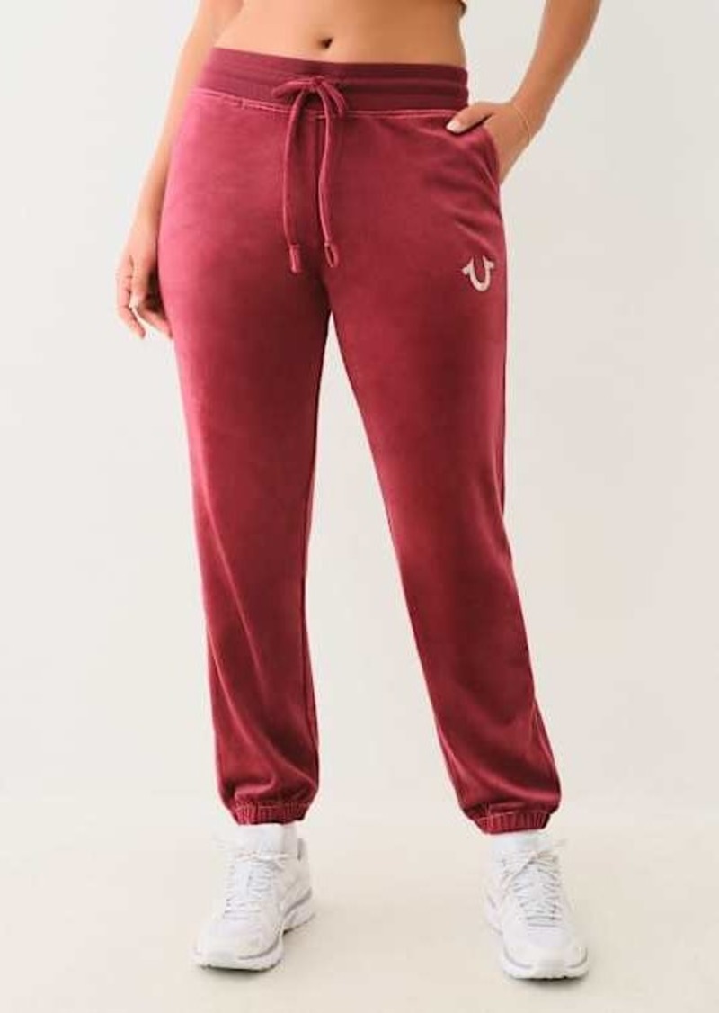 True Religion Women's Velour Big T Lurex Jogger