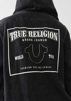 True Religion Women's Acid Wash Big T Boyfriend Zip Hoodie