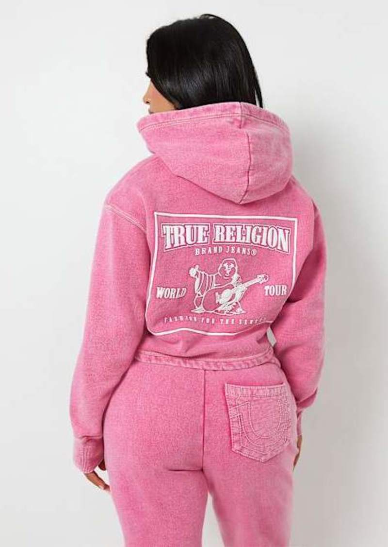 True Religion Women's Acid Wash V Notch Hoodie