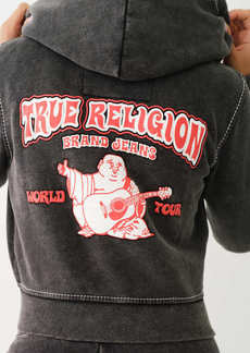 True Religion Women's Big T Logo Crop Hoodie