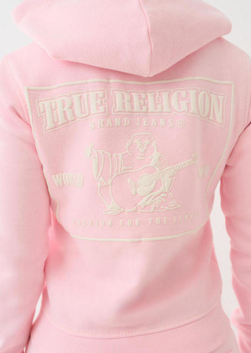 True Religion Women's Big T Stitch Logo Zip Hoodie