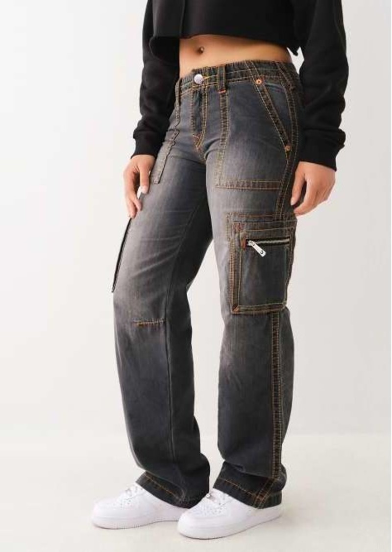 True Religion Women's Big T Zipper Cargo Jean
