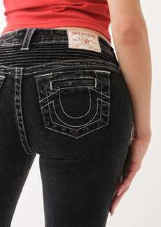 True Religion Women's Billie Mid Rise Moto Straight Jean
