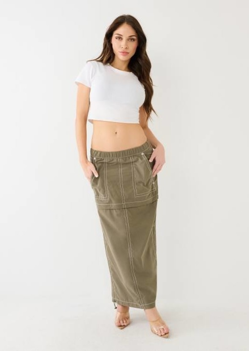 True Religion Women's Convertible Sadie Maxi Cargo Skirt