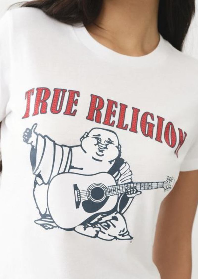 True Religion Women's Crystal Buddha Logo T-Shirt