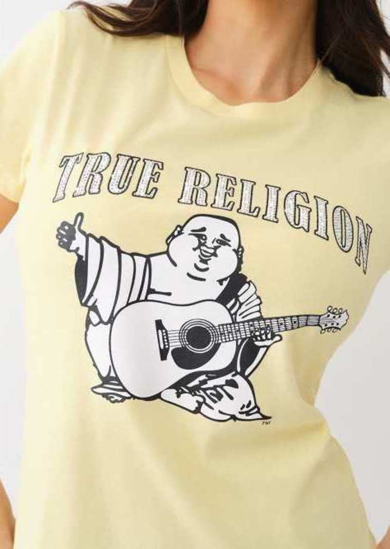 True Religion Women's Crystal Buddha Logo Tee