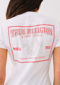 True Religion Women's Crystal Horseshoe Logo Crew Tee