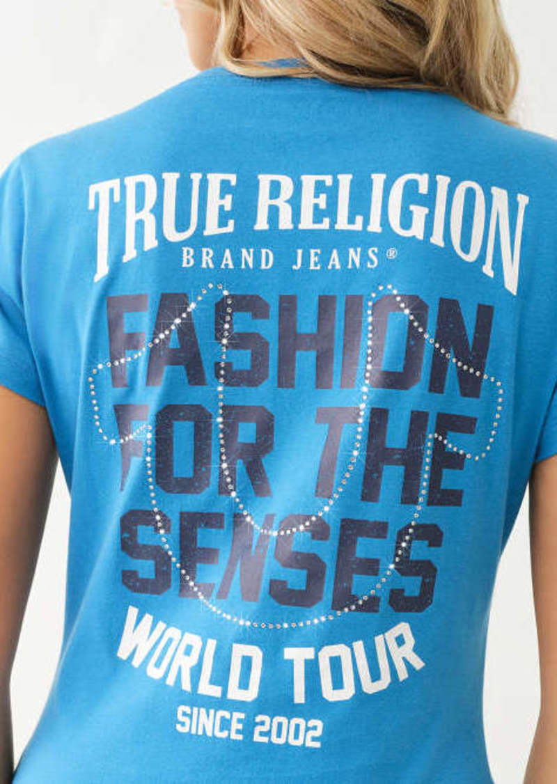 True Religion Women's Crystal Horseshoe World Tour Tee
