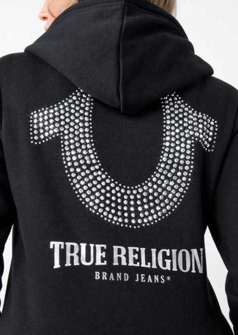 True Religion Women's Crystal Horseshoe Zip Hoodie