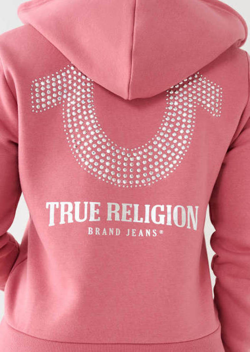 True Religion Women's Crystal Horseshoe Zip Hoodie