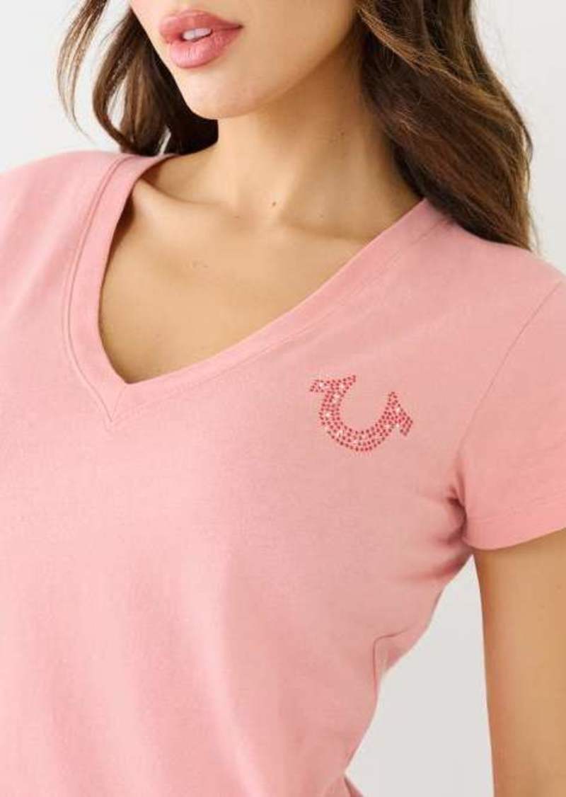 True Religion Women's Crystal Hs Multi Logo T-Shirt