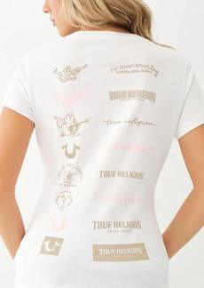 True Religion Women's Crystal Hs Multi Logo Tee