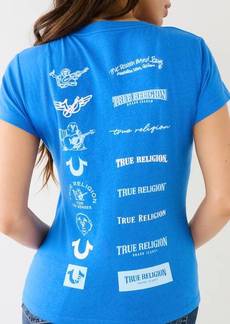 True Religion Women's Crystal Hs Multi Logo Tee