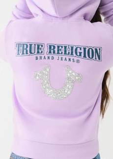 True Religion Women's Crystal Logo Zip Fleece Hoodie