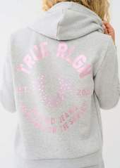 True Religion Women's Crystal Metallic Logo Zip Hoodie