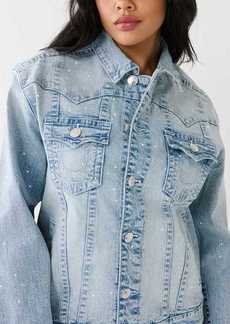 True Religion Women's Crystal Oversized Jimmy Jacket