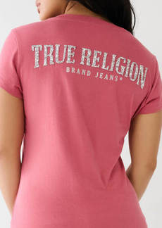 Women's Crystal True Religion V Neck Logo Tee