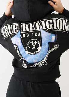 True Religion Women's Jean Graphic Horseshoe Hoodie