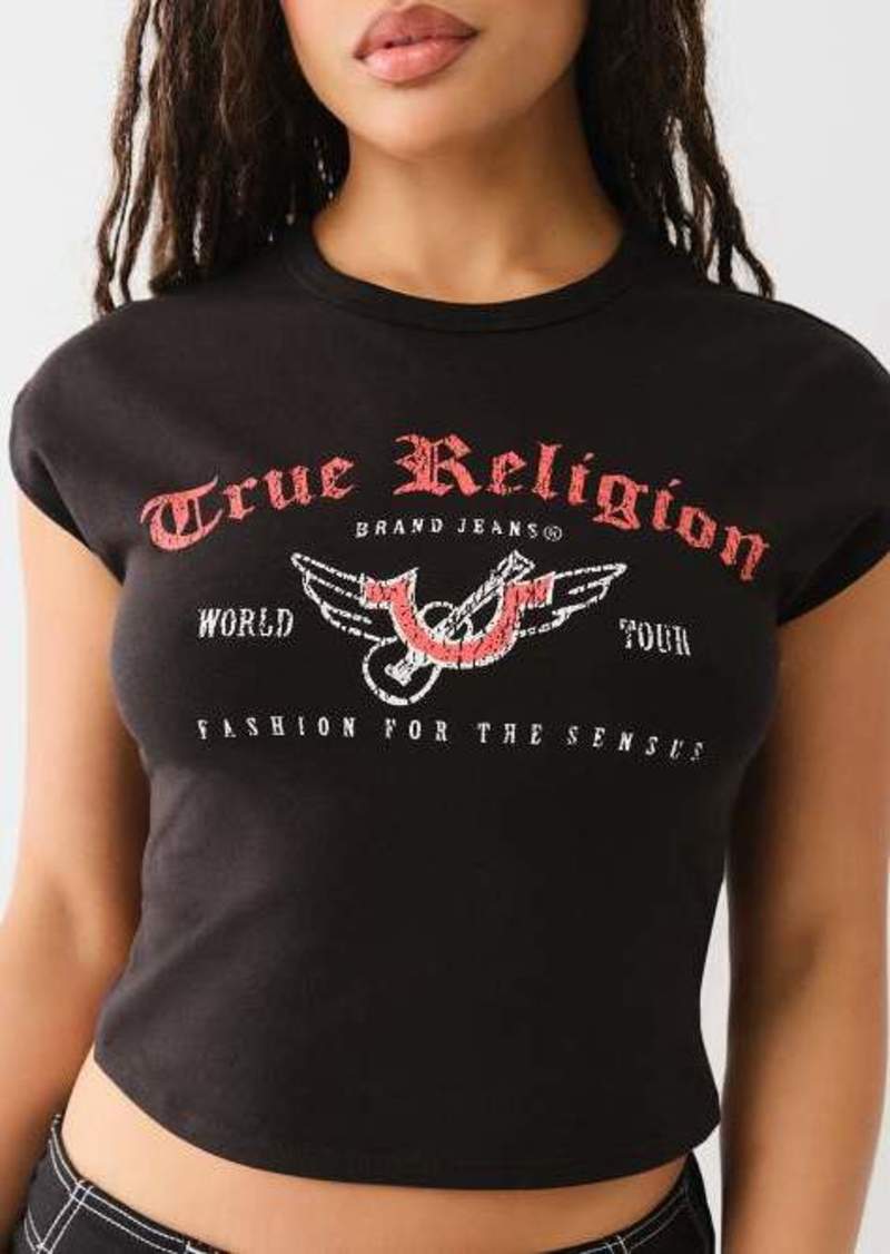 True Religion Women's Faded Logo Cutout Top