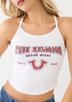 True Religion Women's Faded TR Logo Rib Tank Top